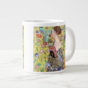 Dam med Fläkt av Gustav Klimt, Vintage japonism Jumbo Mugg