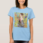 Dam med Fläkt av Gustav Klimt, Vintage japonism Tröja<br><div class="desc">Dam tillsammans med Fläkt (1918) av Gustav Klimt är en vintage av porträtt av Viktorian Era Symbolism bra art. En vacker brunettkvinna som har en orientalisk fläkt. Den gyllene blommigten Japans tematiska bakgrund är fullt av blomning av exotiska blommor, frikor och andra fåglar med utdragen vingar. Om konstnären: Gustav Klimt...</div>