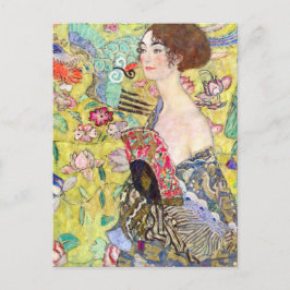 Dam med Fläkt-färg Vykort