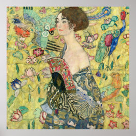Dam med fläkt,Gustav Klimt,1907,art nouveau,vintag Poster