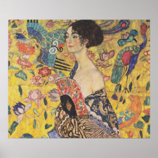 Dam med Fläkt - Gustav Klimt Poster