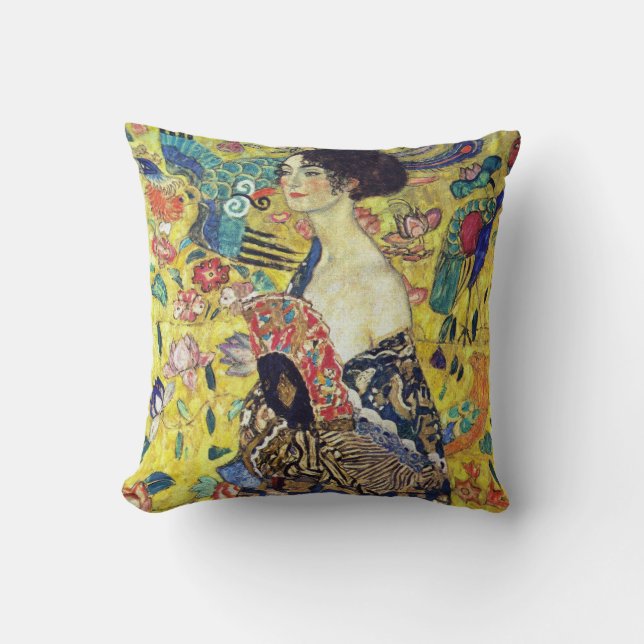 Dam med fläktporträttsymbolism vid Klimt Kudde (Framsida)