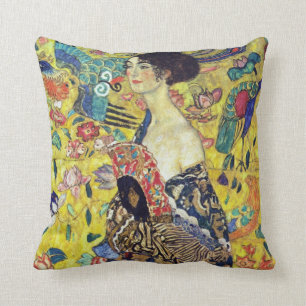 Dam med fläktporträttsymbolism vid Klimt Kudde