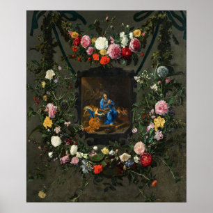 Dam med Flowers Helig Art Poster