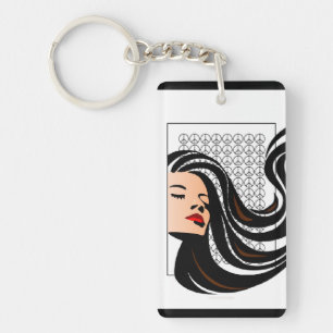 Dam med Flowing Hair Keychian-Anpassade Nyckelring