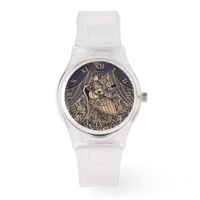 Dam med gitarr armbandsur (Framsida)