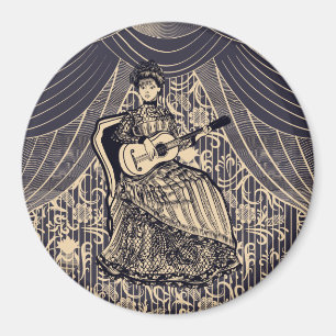 Dam med gitarr magnet