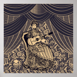 Dam med gitarr poster