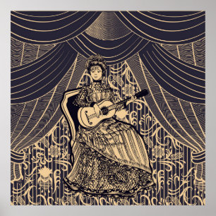 Dam med gitarr poster