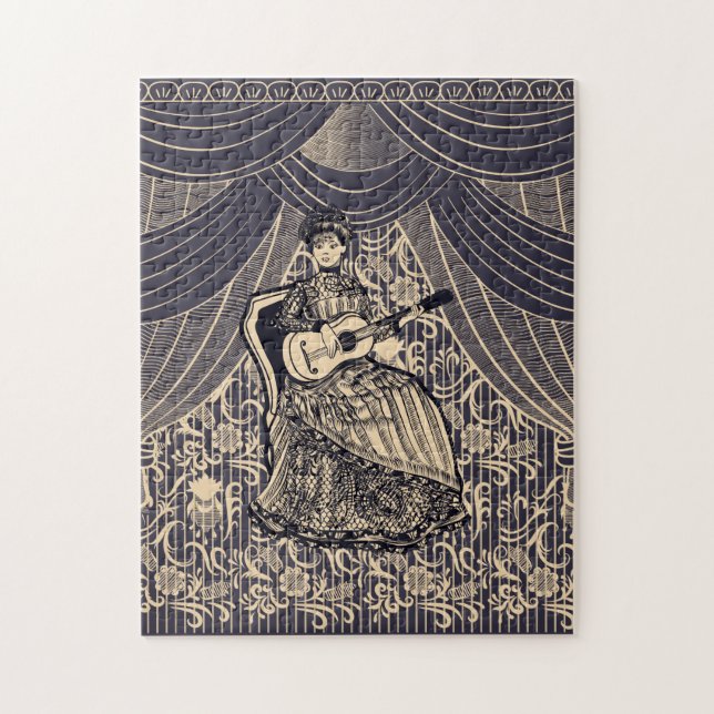 Dam med gitarr pussel (Vertikal)