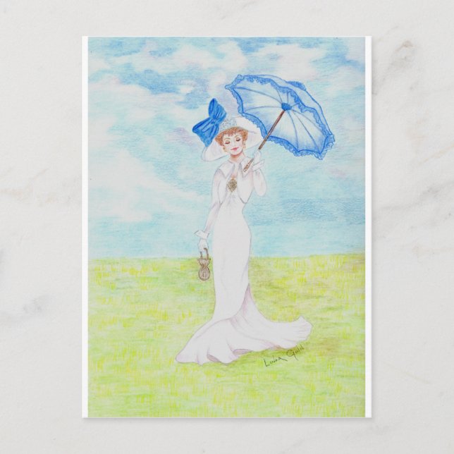 Dam med Golden Brooch Vykort (Framsida)