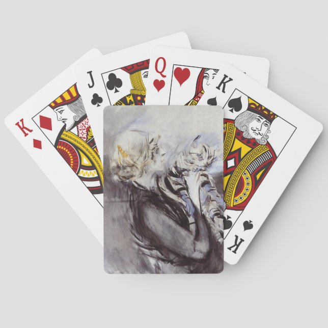 Dam med Grått Cat (av Giovanni Boldini) Casinokort (Baksidan)
