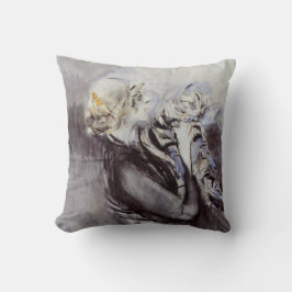 Dam med Grått Cat (av Giovanni Boldini) Kudde