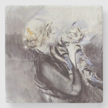 Dam med Grått Cat (av Giovanni Boldini)