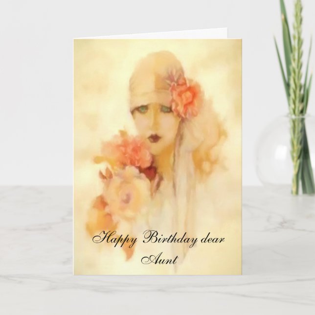 "DAM MED GRÖNT ÖGON" MOSTER BIRTHDAY-KORT KORT (Framsida)