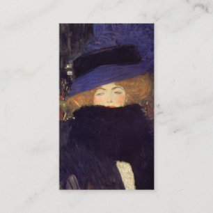 Dam med hatt- och fjäderboaen - Gustav Klimt Visitkort