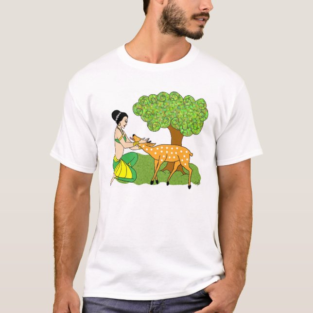 Dam med hjort tee (Framsida)