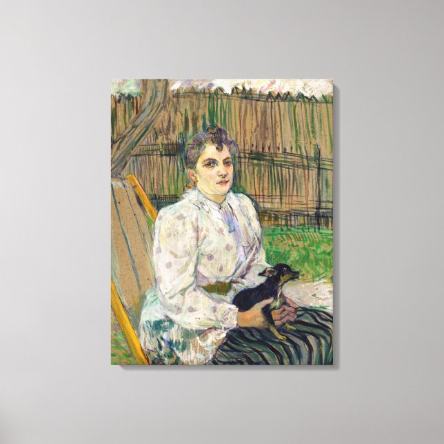 Dam med Hund Canvastryck (Framsida)