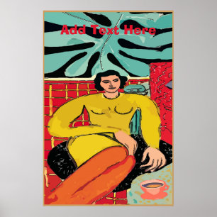 Dam med kaffe Kopp, redigera text Poster