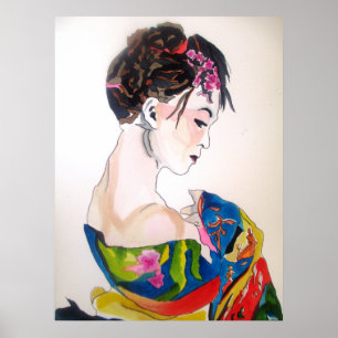 Dam med kimono poster