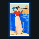 DAM MED MONOCLE ART DECO NAUTICAL BEAUTY MODE POSTER<br><div class="desc">Fransk i marin havsmiljö med vackra dam i havsbottnen. frakten seglar i marint blått färg i marint marint marint marint marint marint marint marint,  teal.</div>