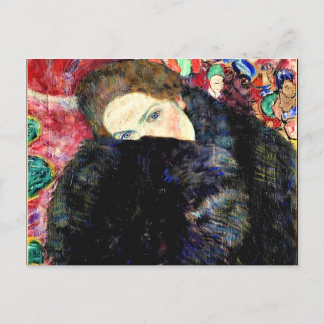 Dam med Muff av Gustav Klimt Vykort (Framsida)