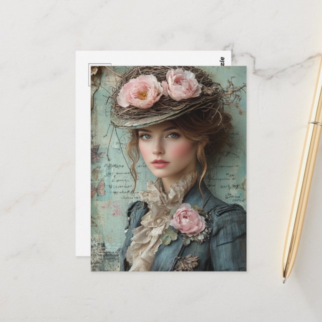 Dam med naturskött vykort (Fram/Back In Situ)