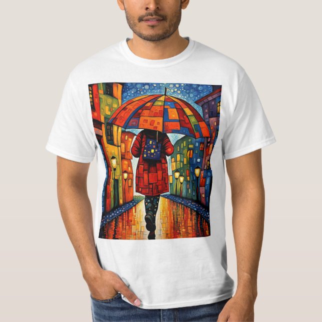 Dam med paraply 2 t shirt (Framsida)