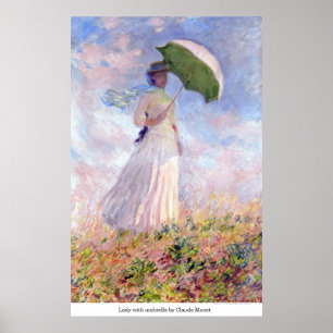 Dam med paraply av Claude Monet Poster