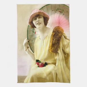 Dam med parasol kökshandduk