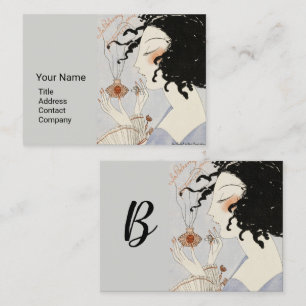 DAM MED PARFYM FLASKA ART DECO BEAUTY Monogram Visitkort