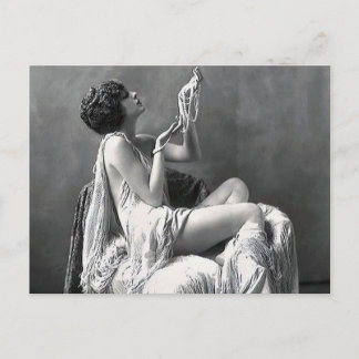 Dam med pärlor vykort