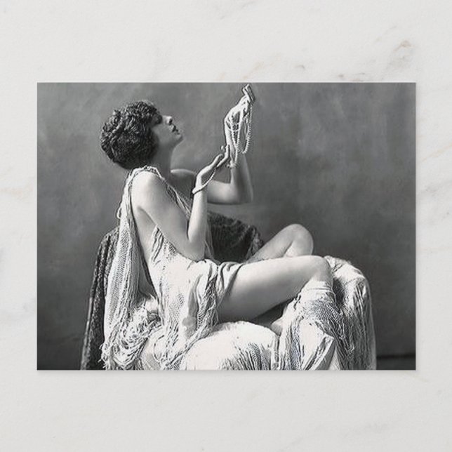 Dam med pärlor vykort (Framsida)