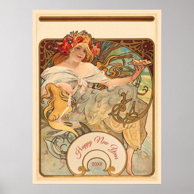 Dam med poppies i hennes hår poster (Framsidan)