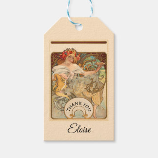 Dam med poppies i hennes hår, tack presentetikett