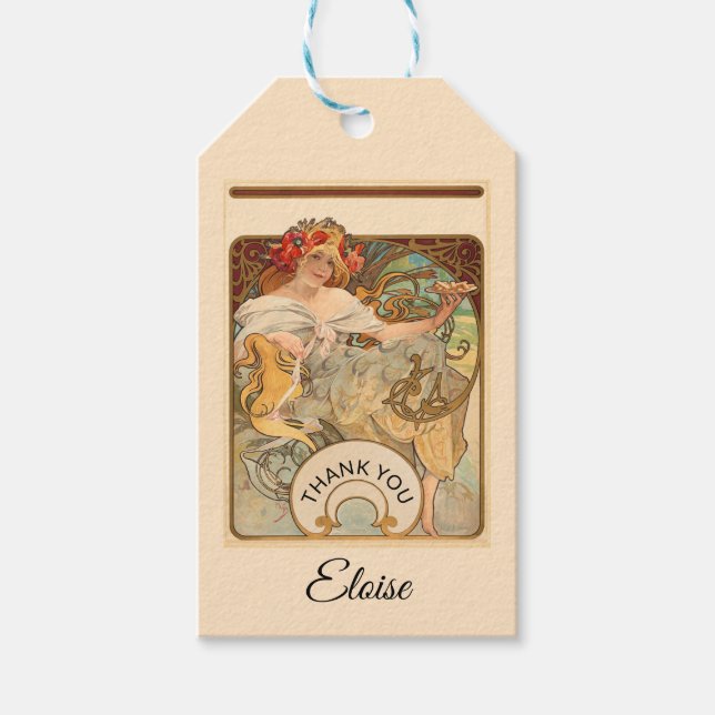 Dam med poppies i hennes hår, tack presentetikett (Framsidan)