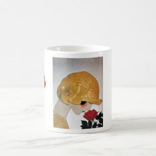 DAM MED RÖD ROS KAFFEMUGG