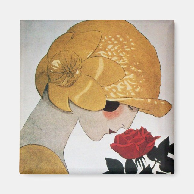 DAM MED RÖD ROS MAGNET (Framsidan)