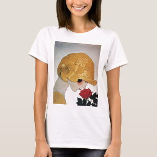 DAM MED RÖD ROS T-SHIRT