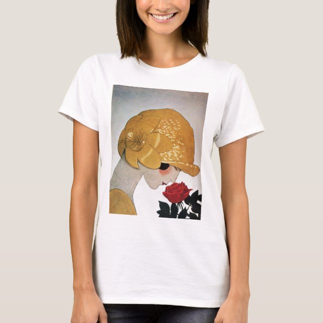 DAM MED RÖD ROS T-SHIRT (Framsida)