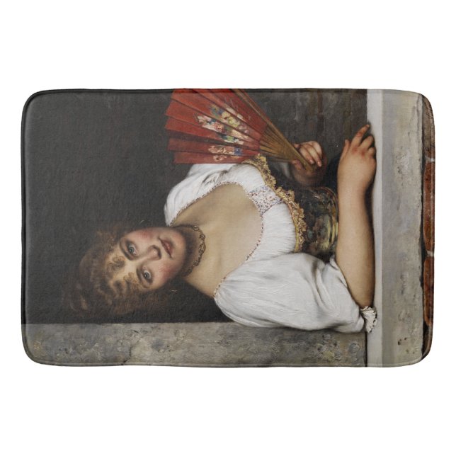 Dam med Röda Fläkt (av Eugene de Blaas) Badrumsmatta (Framsidan)