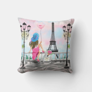 Dam med Rosa Blegon Pillow - I Kärlek Paris Kudde