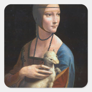 Dam med sjön av Leonardo da Vinci rena Fyrkantigt Klistermärke