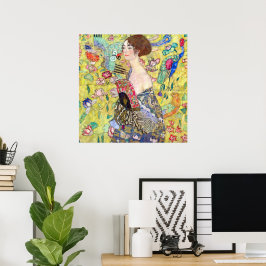 Dam med solfjäder av Gustav Klimt, Vintage Japonis Poster