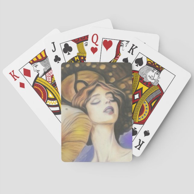 dam med svampdäck med kornas bruna toner casinokort (Baksidan)