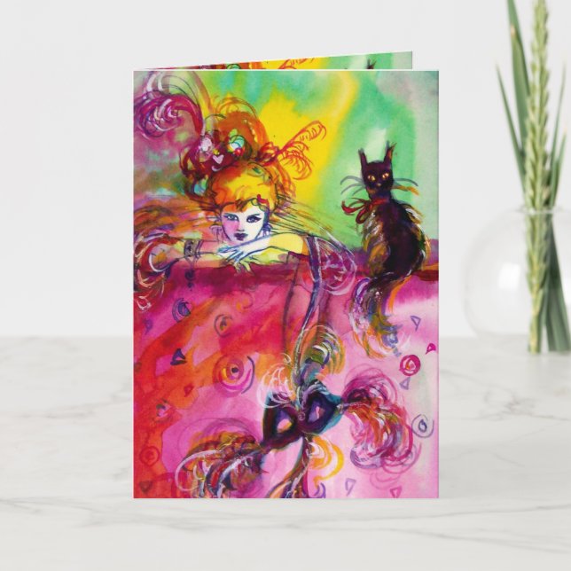 DAM MED SVART KATT KORT (Framsida)