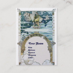 DAM MED UNICORN, papper guld Visitkort