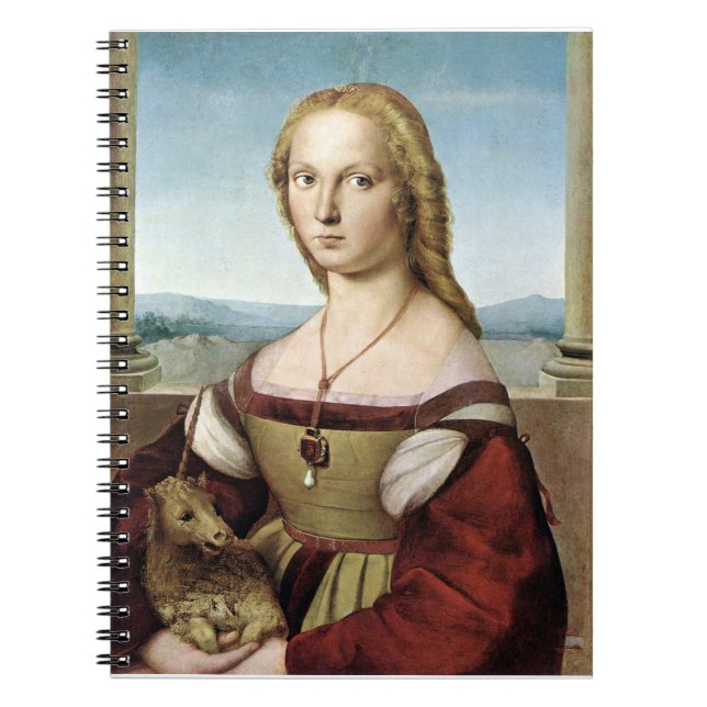 Dam med Unicorn - Raphael - c1506 Anteckningsbok (Framsidan)