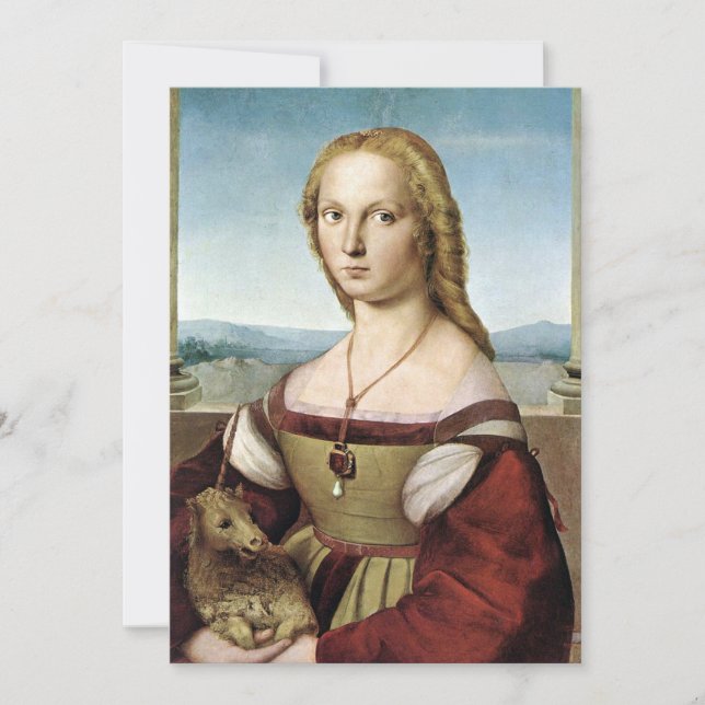 Dam med Unicorn - Raphael - c1506 Anteckningskort (Framsida)