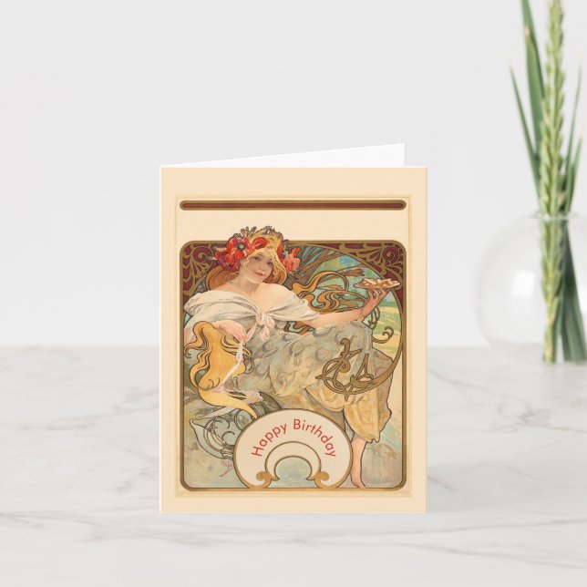 Dam med vallmo i håret helgkort (Framsida)